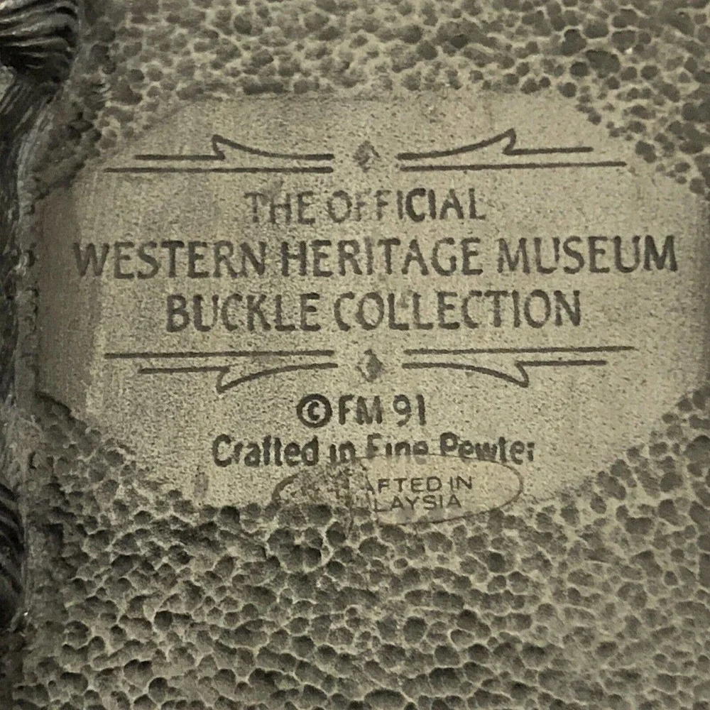Western Heritage Museum Buckle Collection Fm 91 Pewter US Vtg Belt Buckle Cowboy